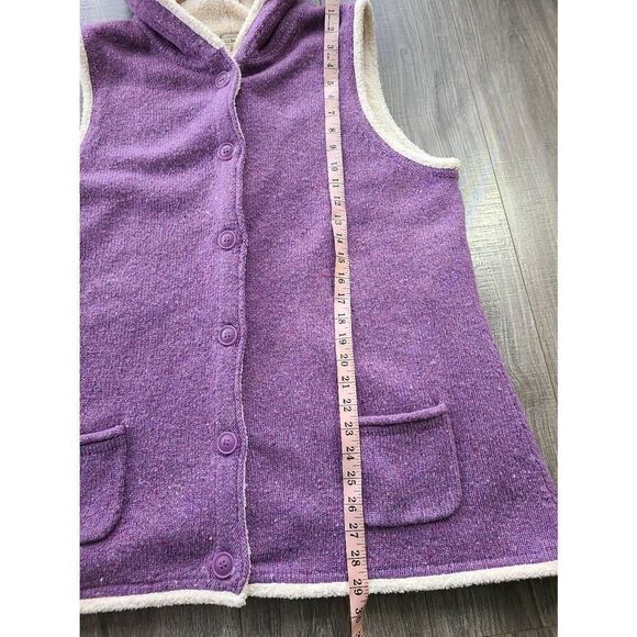 L.L. Bean Lambswool Purple Hooded Knit Vest Woman's XL - regular - Picture 5 of 7